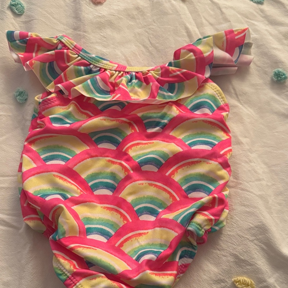 Penelope Mack Rainbow Ruffle Kids Swim One Piece